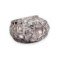 Impresionant inel cocktail Mughal Revival manufacturat în aur 14k și argint cu diamante naturale 5.54 CT | cca. 1970 - 1980